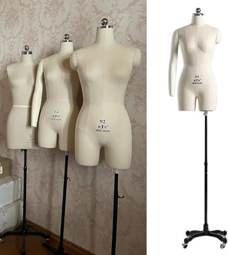 SAFWEL Schneidermode Schaufensterpuppe Mannequin Kleidung Schaufensterpuppe weiblich zum Nähen pinnbar, Styropor Formschneiderpuppe auf Rollen ( Color : White , Size : XL-86 )