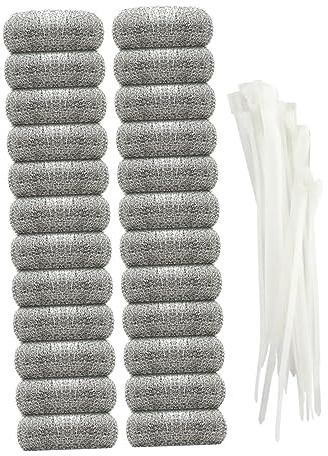 Filtro Lavatrice in Acciaio Inox 304, 24 Pezzi con 24 Fascette | Sostituire Filtro Lavatrice, Rete Metallica Standard 304, per Scarico Lavatrice e Raccolta Pelucchi