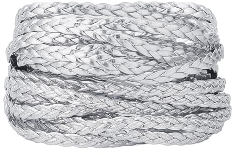 GORGECRAFT 5m*5mm*2mm Corde di Pelle Intrecciate Cordoncino di Cuoio Piatto Piegato Finta Pelle Corda di Filo per Braccialetti Cavigliere Collana Creazione di Gioielli Intrecciatura, Argento