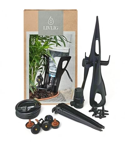 LIVLIG Bewässerung mit PET Flasche, Hochbeet Bewässerung, Bewässerungssystem ohne Wasseranschluss für bis zu sechs Pflanzen, Schonende Tröpfchenbewässerung