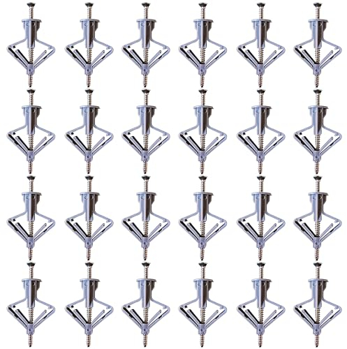 50 Hohlraumdübel Set, Trockenbau Dübel Und Spreizdübel, Gipskartondübel Dübel für Rigipswände, Schrauben und Butterfly Hohlraumdübel für Gipskarton- und Gipsfaserplatten (50 Dübel, 50 Schrauben)