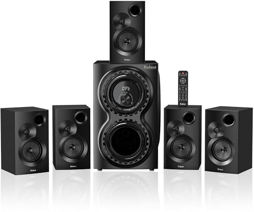 Bobtot Home Theater Sound System 5.1 Surround Sound Systems - 1400 Watts Peak Power 12 Subwoofer Strong Bass 5.1 Wired Home Audio Stereo Sound with Bluetooth ARC Optical Input for TV