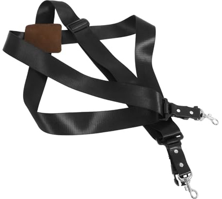 Verstellbarer Schultergurt für Trommel, Breiter Lederriemen Schwarz | Afrikanische Trommel und Hüfttrommel, Ergonomische Form, mit Schnalle, Schlichtes Elegantes Design