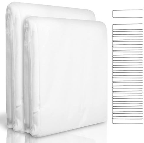 WISD Garden Fleece Frost Protection - 30gsm Horticultural Fleece Winter Plant Covers with 20 U-Shaped Ground Pegs - Reusable Frost Blanket for Outdoor Garden Plants (White, 2x10m)