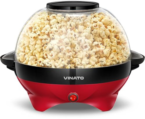 VINATO Máquina de Palomitas, Máquina de Hacer Palomitas Grande de 5L para el Hogar, con Revestimiento Antiadherente y Superficie de Calentamiento Extraíble, Popcorn Machine Silenciosa y Rápida