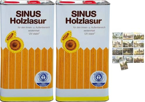 2x 5L SINUS Holzlasur EBENHOLZ + 1x Bildmagnet! Holzfarbe für optimalen Holzschutz Farbe braun für Holz-Zäune, 2x 5 L Holzschutzlasur Wetterfest für Außen & Innen, ähnl. Holzlack 10L 10 Liter