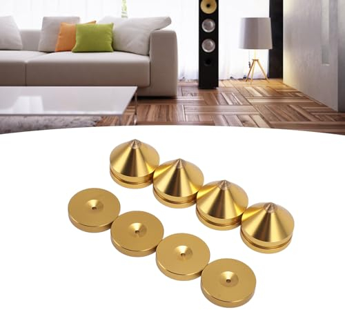 Speaker Isolation Feet, 4 Set Speaker Isolation Feet Speaker Isolation Pad Speaker Isolation Pads Aluminum Alloy Speaker Vibration Absorber Spike for CD DVD Player Amplifier (Gold)
