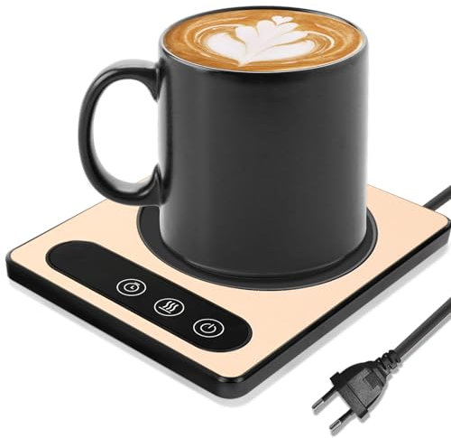 Chauffe-café - Chauffe-thé électrique - Temps de démarrage réservable - 9 réglages de température - Avec interrupteur LED - Pour café, thé, cacao, lait - Doré
