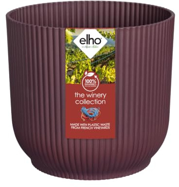 elho The Winery Collection 18cm Blumentopf - Bordeauxrot | ∅ 18.345 x H 16.8 cm | für den Innenbereich | 100% recyceltes Plastik