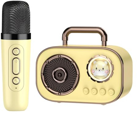 Weppduk Macchina per karaoke per bambini, altoparlante wireless con microfono, batteria a lunga durata, ricaricabile, con doppia connessione per microfono, per bar e ristoranti