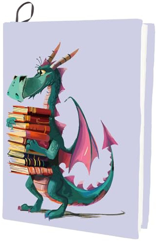 CRASPIRE Funda Elástica para Libros con Diseño de Dinosaurio, Color Morado, Lavable, Reutilizable, de Nailon, para Libros de Tapa Dura de 9x11 Pulgada, Regalo de Libro de Texto