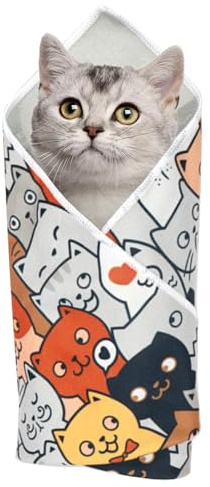 Povanjer Wickeltuch für Katzen zum Krallenschneiden, Rückhalteband zum Krallenschneiden für Katzen - Wrap Cat, Selbstklebende Stoffdecke | Kratzfeste Anti-Flucht-Tasche, multifunktionales