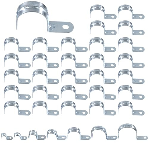 Keadic 30Pcs 1-1/4 Zoll Ein Loch Rohr Riemen Set Verzinkte Stahl EMT Rohr Riemen mit 1 Loch, starre Rohr Riemen Klemme Rohr Band Spann Clip U Halterungen Kit für EMT Rohr Befestigung