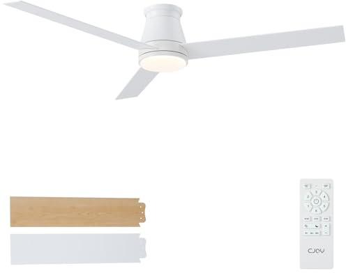CJOY Groß Deckenventilator mit Fernbedienung Weiß,152CM Deckenventilator mit Beleuchtung Leise, Umkehrbar 3 Klingen, Speicher 3CCT, Dimmbar, Deckenventilatoren für Schlafzimmer/Wohnbereich