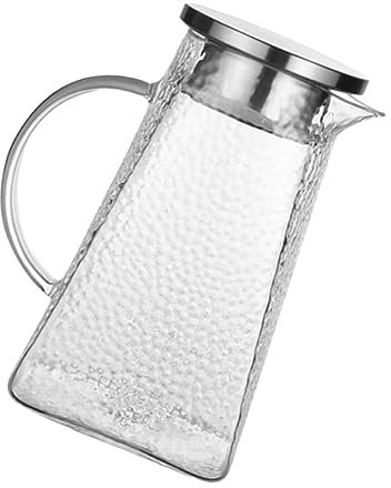 MOLUCKFU Portable Hammer Pattern Water Pitcher with Lid Storage Pot for Home and Restaurant Use Juice Container for Beverages and Iced Tea