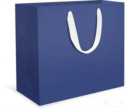 Serenelight 20 stück Geschenktüte - 250gsm Papiertüten mit Henkel Groß 32x11.5x25cm Kraftpapier Blau Papier Tüten Set - Quadrat Geschenk Tüte Papiertragetasche Einkaufstüten Papier(Blau)