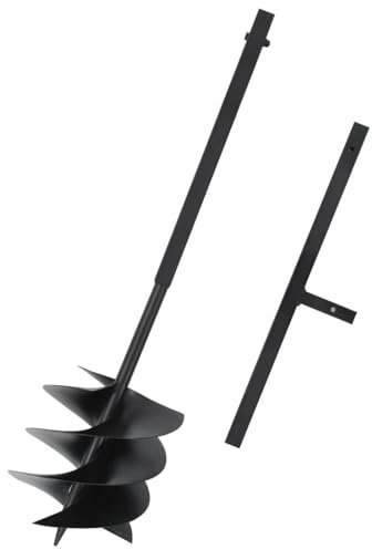 Juroupi Trivella per Terreno con Maniglia Robusto Manuale Giardino Piantapali con Viti Trapano a Terra Foraggio 200 mm in Acciaio Nero