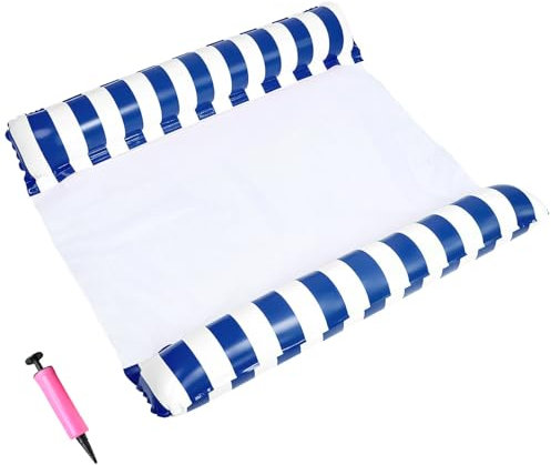 Luftmatratze Pool Aufblasbares Schwimmbett, 2 Stück Wasserhängematte Faltbar, 4 In 1 Pool Matratze mit Luftpumpe, Wasserspielmatte Schwimmmatte Spaß für Schwimmbad Strand Wasserspielzeug (C)