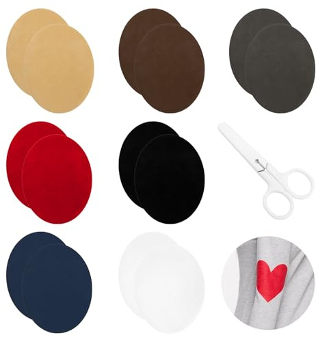 ZMDMAH Flicken zum Aufbügeln, 14 Stück Patches zum Aufbügeln, 7 Farben Bügelflicken Veloursleder Lederflicken Bügelvlies Bügelbilder für Textilien Aufnäher zum Aufbügeln für Pullover Basteln