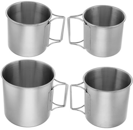 INOOMP 4piezas Tazas Inoxidable Para Camping Plegables Con Asa Para Acampar y Barbacoas