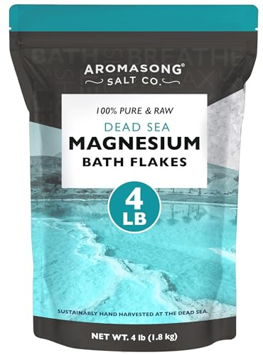 Aromasong Magnesium Flakes for Bath from The Dead Sea- 4 LB Resealable Pack Magnesium Chloride Flakes -Organic Bath Salt Relaxing Mineral Soak (Packaging May Vary)