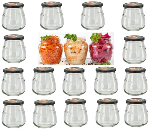 lilawelt24 Vorratsgläser-Sturzgläser Set | Füllmenge 500 ml Einweckgläser mit Schraub-Deckel |Marmeladengläser|Joghurtgläser|Weckgläser| Tulpenglas Dessertglas (16)