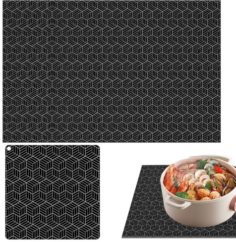 2 Stück Silikon Induktionskochfeld Schutzmatte - 52 * 78cm Große Induktionskochfeld Schutzmatte, Silikon Rutschfeste Induktionsmatte, Hitzebeständige Unterlage, Kochfeld-Kratzschutz für Induktionsherd