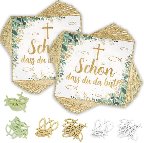XTQFH Servietten Jugendweihe Deko 40Stück,Servietten Schön Dass Du Da Bist,Tischdeko Konfirmation,Kommunion Deko,für Taufe, Kommunion, Konfirmation oder andere festliche Anlässe, 18 x 18cm