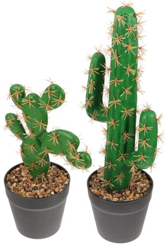 Luxshiny Lot De 2 Cactus Artificiels en Pot, Faux Bonsaïs De Cactus Décoratifs, Petite Plante Grasse Artificielle Pot, Décoration Intérieure pour Bureau Et Maison, Ornement sans Entretien