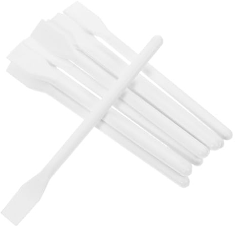 FIXOSHEE Palitos de Plástico para Aplicar Pegamento y Mezclar, 10 Unidades de Color Claro, Mini Espátulas Multiusos, Herramienta Compacta para Manualidades y Cuidado Facial, Uso
