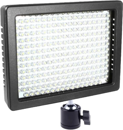 100 W uppladdningsbar LED-videolampa kompatibel med Sony HDR-PJ670 – 160 LED-panel, dimbar 5600K – 3200K, 900 Lux, batteri och snabbladdare (Storbritannien/EU) ingår – lätt belysning på kameran