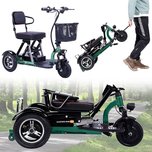 Mobility Scooter Lightweight Travel Folding Electric Mobility Scooters for Adults Foldable 3-Wheel Mobility Scooter with Comfortable Seat Ideal for Elderly Disabled
