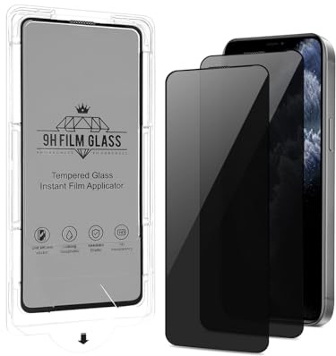 shamdspopu Privacy Screen Protector for iPhone 11 Pro, Glass Screen Protector, 9H Hardness, HD Screen Protector Film Accessories, Bubble-Free, Pack of 2 Glass Privacy Screen + 1 Car Dust Elimination
