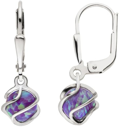 Jobo Damen-Ohrhänger Ohrringe aus 925 Silber mit Opal 23 mm