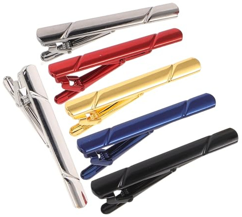 LRXIYODE 6 Stück Teiliges Krawattenklammer für Herren Krawattenhalter mit Diagonalen Streifen in Gold Schwarz Silber Blau Burgund Gunmetal Langlebige Business Hochzeits Accessoires