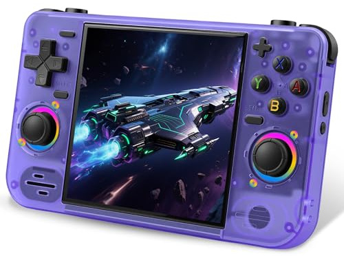 RF40H Handheld Game Console, 4.0 Retro Gaming Console Preloaded 20,000+ Classic Games, Open Source Linux System, Support WiFi Online Play, Portable Pocket Hand Held Video Game (Transparent Purple)