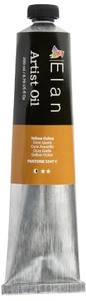 Elan Colore a Olio per Pittura Ocra Gialla, Tubo da 200ml, Non Tossico Oil Paint per Tela, Colore ad Olio per Pittura su Tela