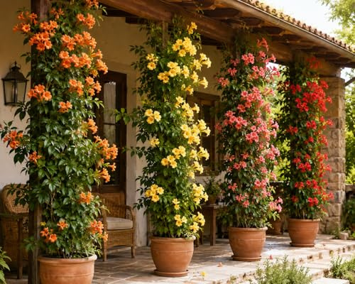 Garden Center Shop | Packs de Plantas Trepadoras Naturales | Bignonia Campsis trepadora, India summers, Slava y Flamenco | Enredaderas para Pérgolas, Muros y Jardines (Bignonias Campsis)