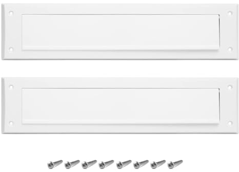 Internal Letterbox Draught Excluder (Pack of 2) 13.5 Inch (34.2cm) PVC Draught Letter Plate Seal Letter Box Flap - Prevents Draughts Coming Through Box - for Wooden or uPVC Doors (White with Flap)