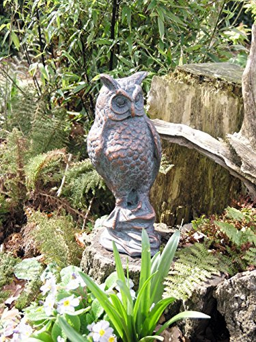 Farm and Garden Wunderschöne gusseiserne Eulen-Gartenskulptur mit Langen Ohren, handgefertigt in Einer Alten Verde-Bronze