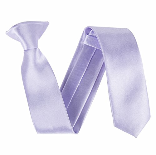 Slim 2 Satin Solid Colour Plain Safety Clip On Tie (Lilac)