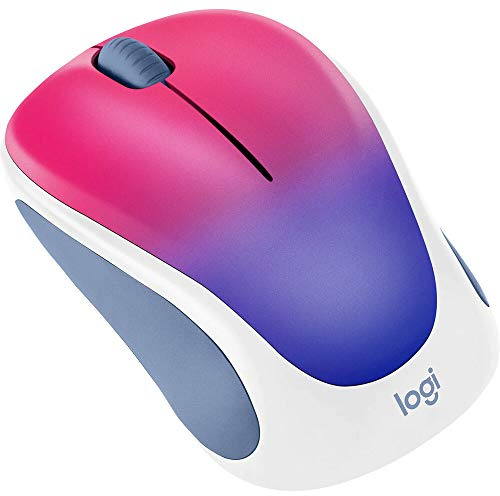 Logitech Design Collection M317C Wireless Mouse Optical Wireless Radio Frequency Nano Receiver - Blue Blush (Renewed)