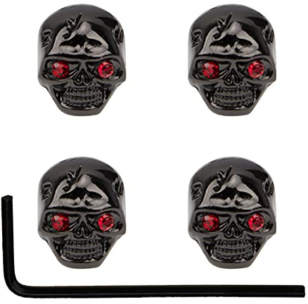 Yootones 4 Stück E-Gitarren-Schädel-Lautstärketonknöpfe, Totenkopf-Knopf, für E-Gitarre, kompatibel mit Bass-Ersatzteilen, Schwarz