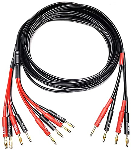 CNCESS Bi-Wire Bananenstecker-Splitter-Lautsprecherkabel, 2 auf 4 Bananenstecker, 12 Gauge, 2-Kanal (1,8 m)