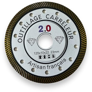 Disque Diamant Dekton 125 mm Extra Fin 1,1 mm – Matériaux Durs – Coupe Carrelage, Porcelaine, Marbre, Faïence, Béton – Refroidissement Perforé – Adaptable Meuleuse