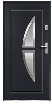 Venta-unica - Puerta de entrada de acero acristalada con inox Alt. 207 x Ancho 100 cm antracita - se abre hacia la izquierda COVAS