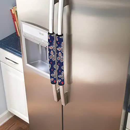 Kuiaobaty Cubiertas de mango de mariposas, color azul marino, protector de decoración para nevera, microondas y lavavajillas, puerta para mantener el electrodoméstico limpio