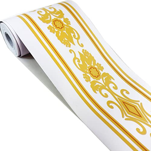 Bordure de papier peint autocollant vintage jaune 5 m
