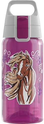 Sigg - Gourde Enfant - Viva One Horse & Flower - Convient Aux Boissons Gazeuses - Étanche - Lavable Au Lave-Vaisselle - Sans BPA - Pour École & Sport - Rose Motif Cheval & Fleurs - 0,5L
