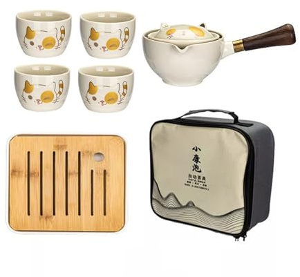 NEDLON 360 Rotation Tea Maker And Infuser, Cute Cat Rotating Teapot Semi-Automatic Portable Travel Tea Set,for Office,household Gift (Size : C)